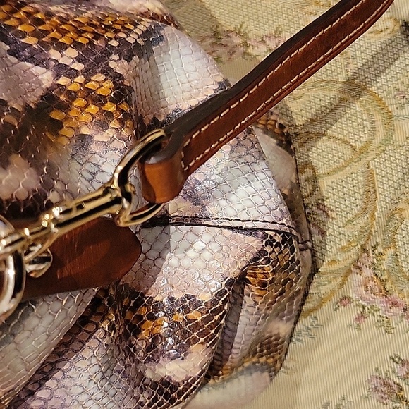 Dooney & Bourke Brown and Tan Snake Print Shoulder Bag - Picture 2 of 8